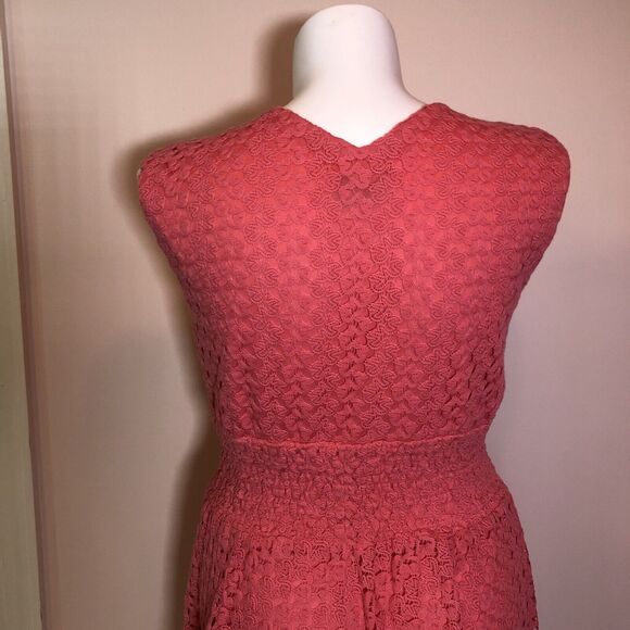 Rabbit Rabbit Rabbit Pink Sleeveless Midi Dress XL V Neck Stretch Cottage Lined - Picture 5 of 7
